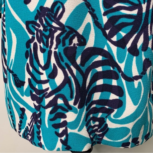 Lilly Pulitzer Women's I'm Game Devine Shift Dress Zebra Pattern BlueWhite Sz 6 - Picture 7 of 16